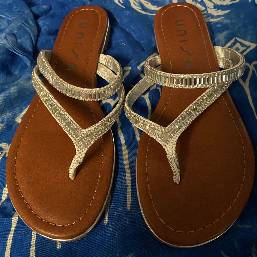 Rhinestone Strappy Slides